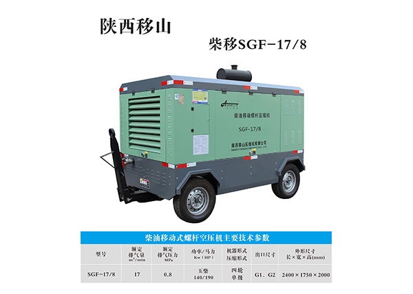 涼山17立方8公斤140千瓦柴油移動螺桿空壓機(jī)